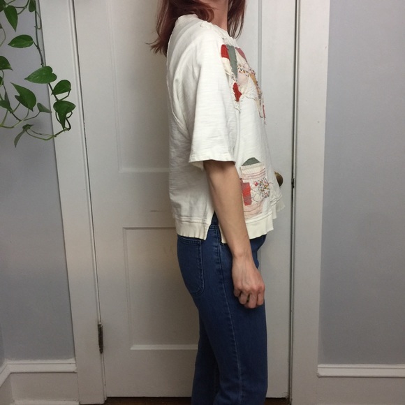 Postage Stamp Patchwork Sweater Boho Top Blouse - Picture 4 of 8